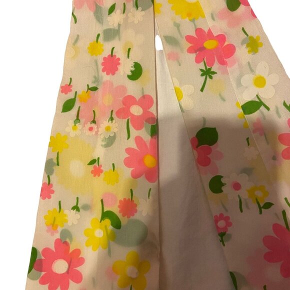 #4920 Vintage 3 Scarf daisy , orange chiffon, tie scarf - Picture 4 of 12